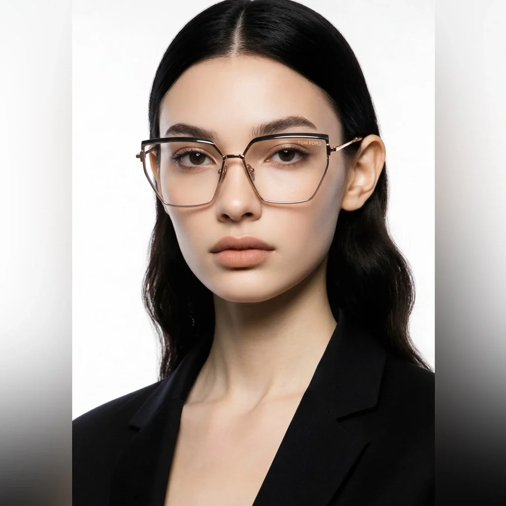 New Authentic Tom Ford Women's Gold Frame Glasses TF5946-B 028